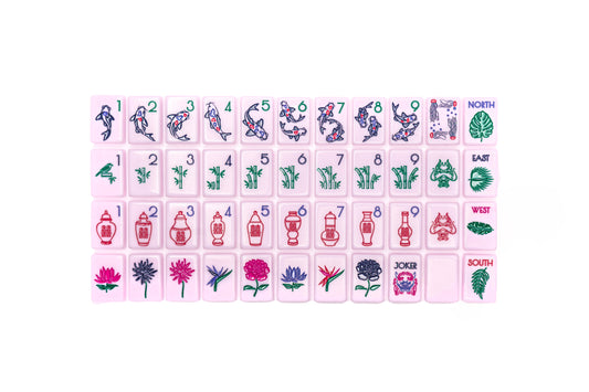 Chinoiserie Mahjong Tile Set - Elegant Pink Hand-Painted Luxury Tiles _ Southern Sparrow