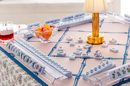 The Chinoiserie Mahjong Tile Set _ Breezy Blue High-End Hand-Painted Mahjong Set Tiles by Southern Sparr