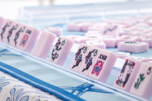 Chinoiserie Mahjong Tile Set - Elegant Pink Hand-Painted Luxury Tiles _ Southern Sparrow