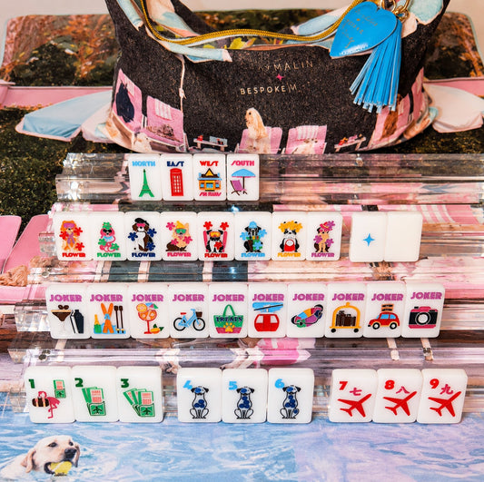 Bespoke X Gray Malin Getaway Dogs Mahjong Tiles - Bright White – Bespoke Mahjong
