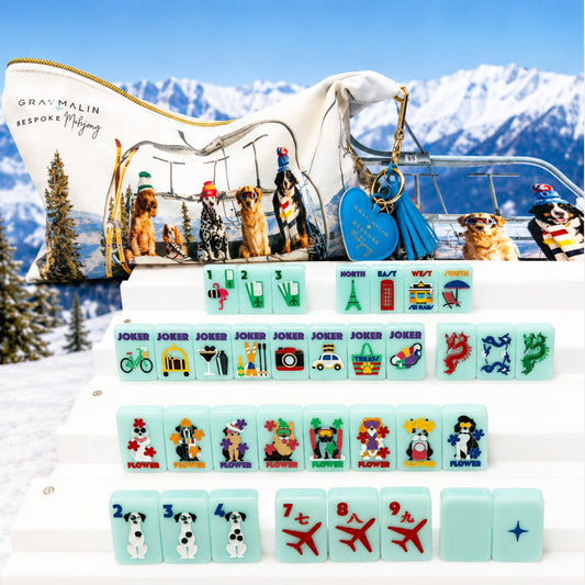 Bespoke X Gray Malin Getaway Dogs Mahjong Tiles - Icy Blue – Bespoke Mahjong