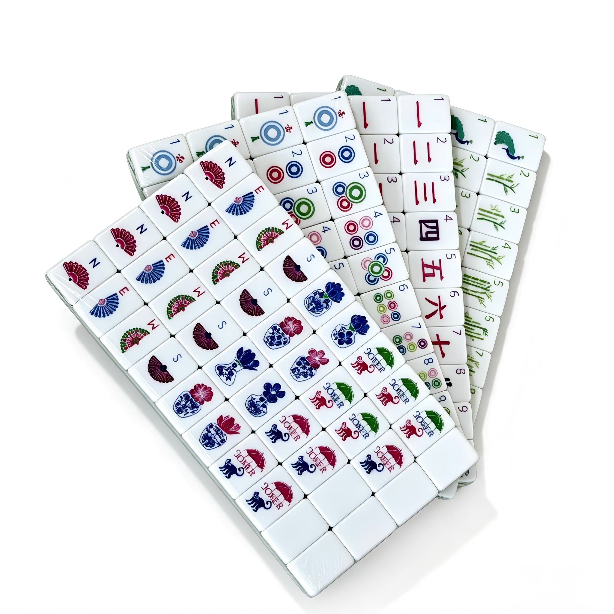 Apple Mint Parfait American Mahjong Set by USA Mahjong Co. with 166 acrylic tiles, green gradient backs, and white faces.