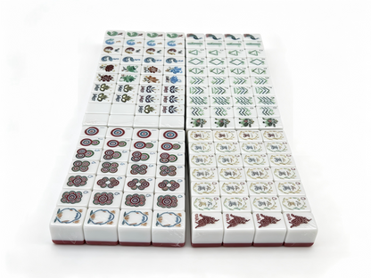 Modern American Mahjong Set by USA Mahjong Co. with 166 vibrant coral red tiles, including jokers and spare tiles.
