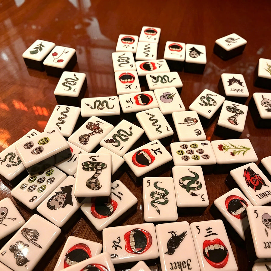 Witching Hour Halloween NMJL Mahjong Tiles - Gothic Jokers Vampire Craks Skull Dots Snake Bams and Ghost Tiles