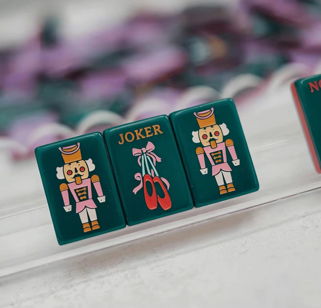 Holiday Nutcracker Full Mahjong Set - 166 Tiles with Christmas Themed Bams Dots Craks Winds Flowers and Jokers