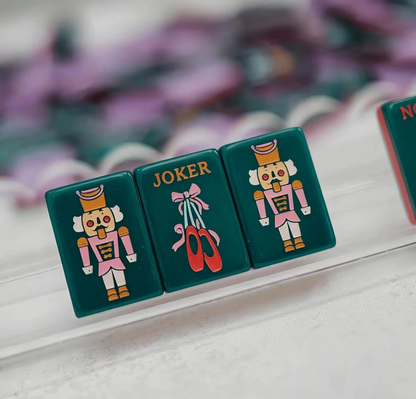 Holiday Nutcracker Full Mahjong Set - 166 Tiles with Christmas Themed Bams Dots Craks Winds Flowers and Jokers