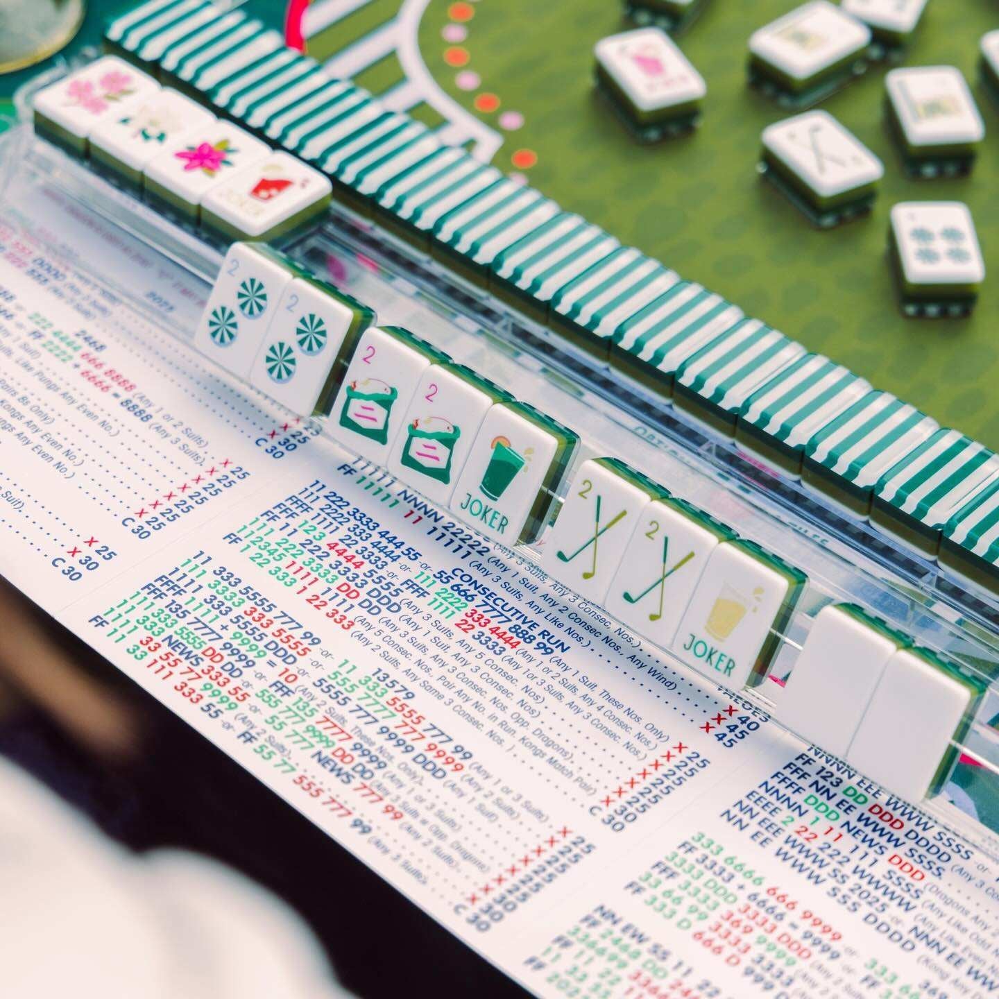 Fairways & Flowers | American Mahjong Set - 166 Tiles with Green Striped Backs