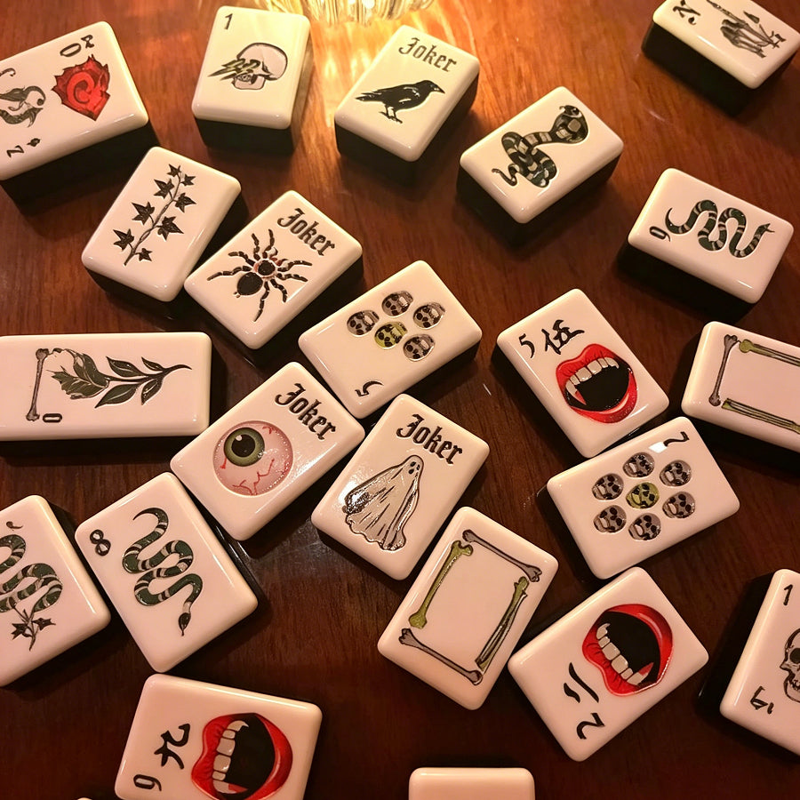 Witching Hour Halloween NMJL Mahjong Tiles - Gothic Jokers Vampire Craks Skull Dots Snake Bams and Ghost Tiles