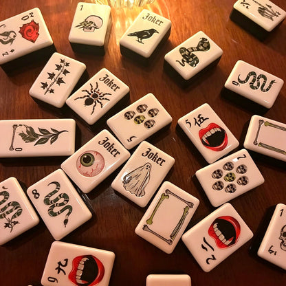 Witching Hour Halloween NMJL Mahjong Tiles - Gothic Jokers Vampire Craks Skull Dots Snake Bams and Ghost Tiles