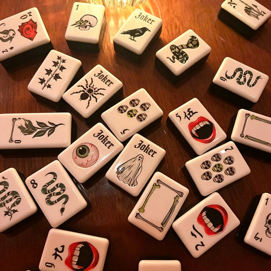 Witching Hour Halloween NMJL Mahjong Tiles - Gothic Jokers Vampire Craks Skull Dots Snake Bams and Ghost Tiles
