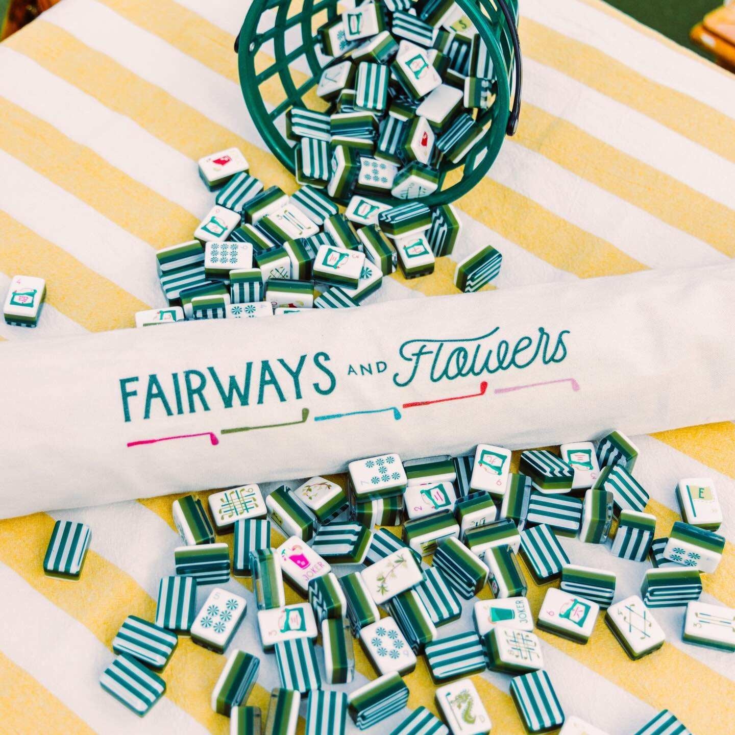 Fairways & Flowers | American Mahjong Set - 166 Tiles with Green Striped Backs