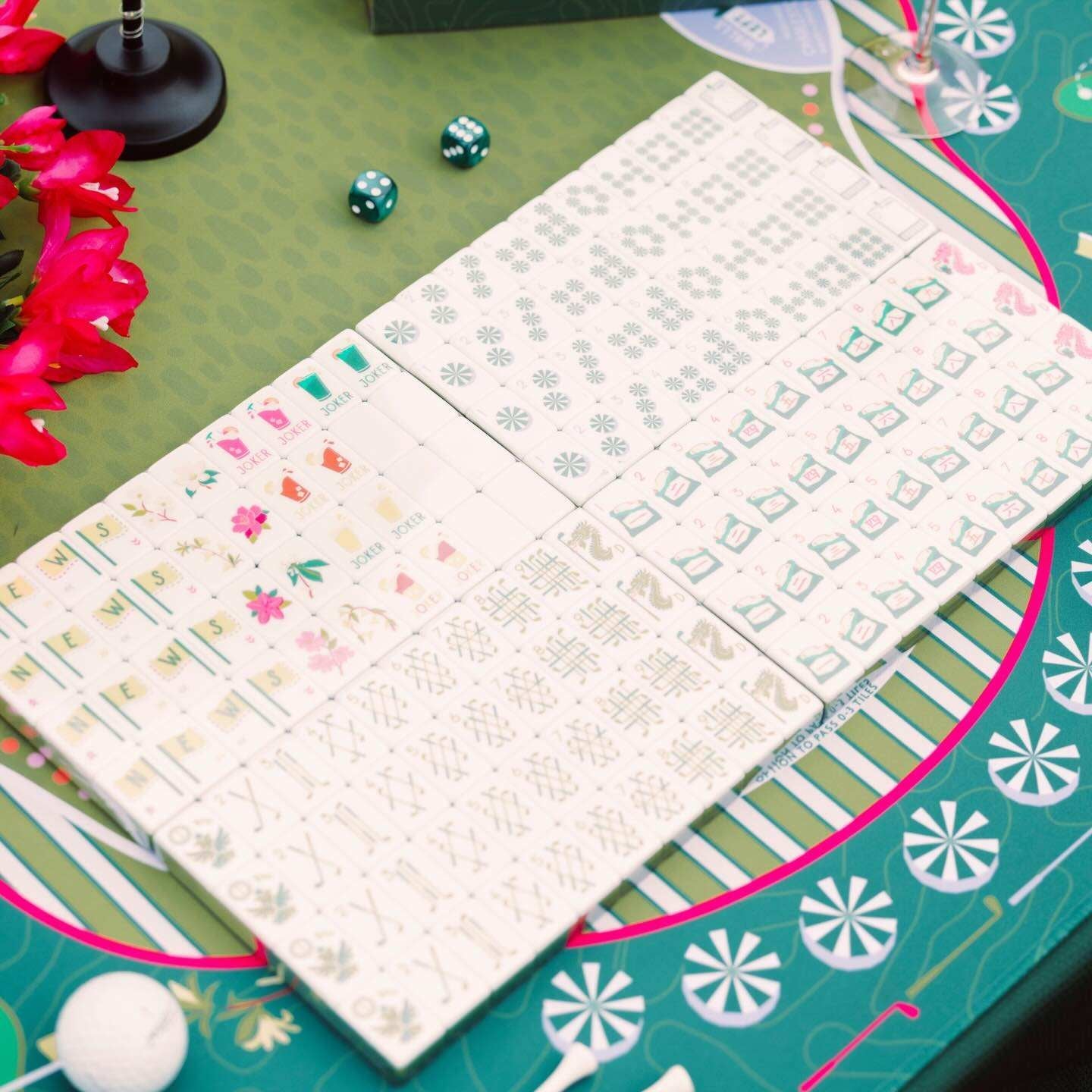 Fairways & Flowers | American Mahjong Set - 166 Tiles with Green Striped Backs