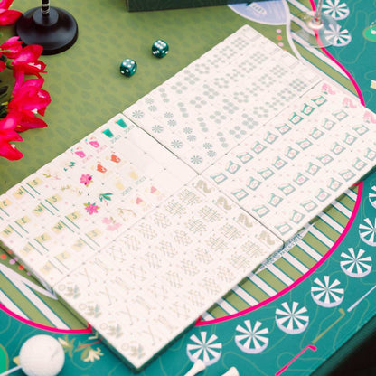 Fairways & Flowers | American Mahjong Set - 166 Tiles with Green Striped Backs