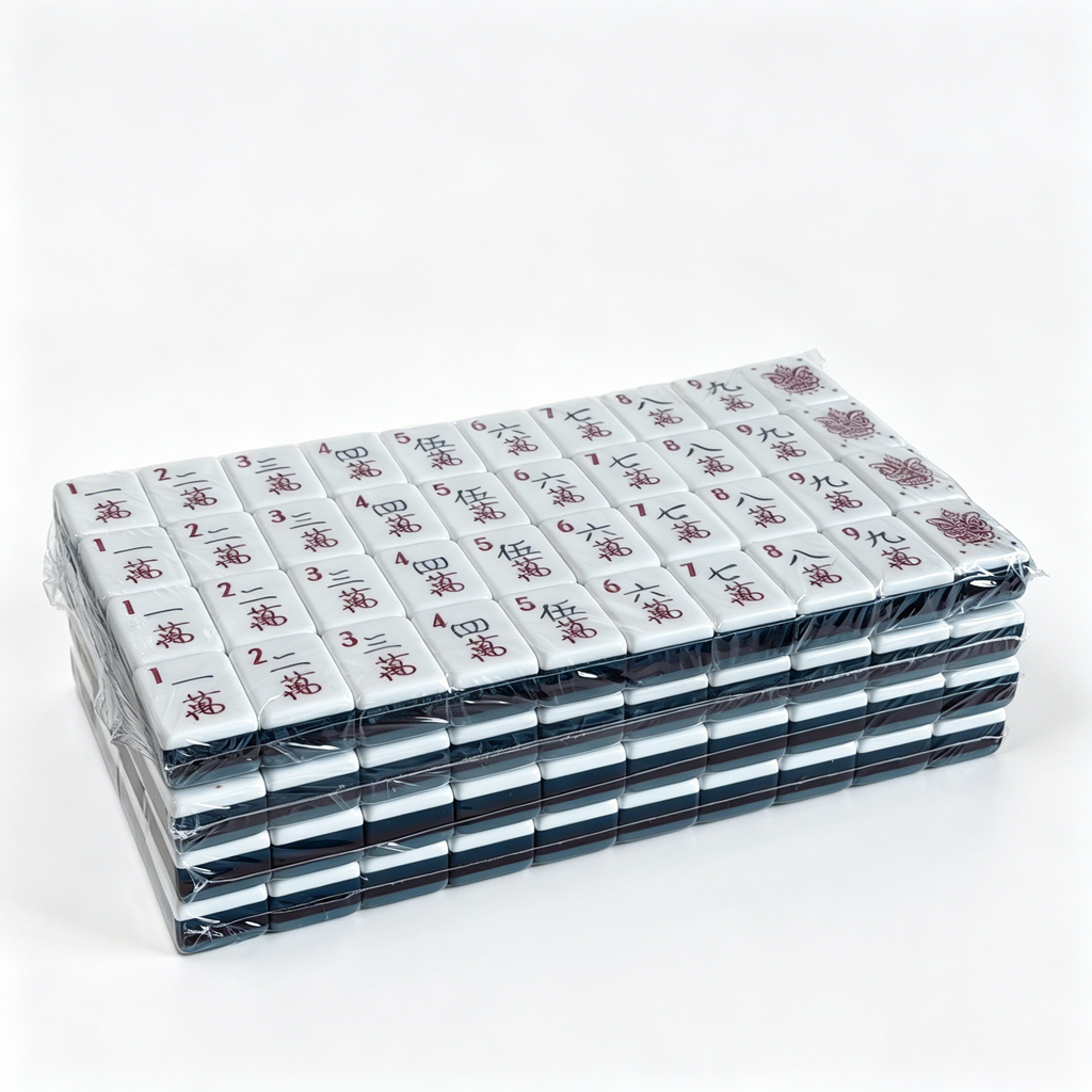 Side profile of 32g weighted Slate Compass tiles from USA Mahjong Co., modern American Mahjong Set with blue-grey acrylic tiles.