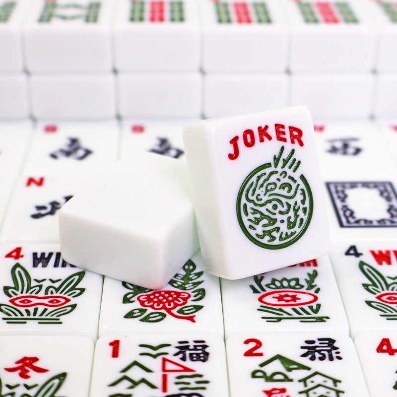 Standard American Mahjong Set with 166 premium melamine tiles, 30mm size, featuring colorful suits and detailed designs.
