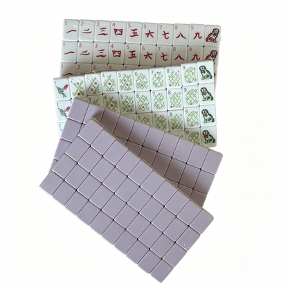 Modern American Mahjong Set by USA Mahjong Co. featuring 166 weighted tiles with soft lilac backs and Joker tiles.